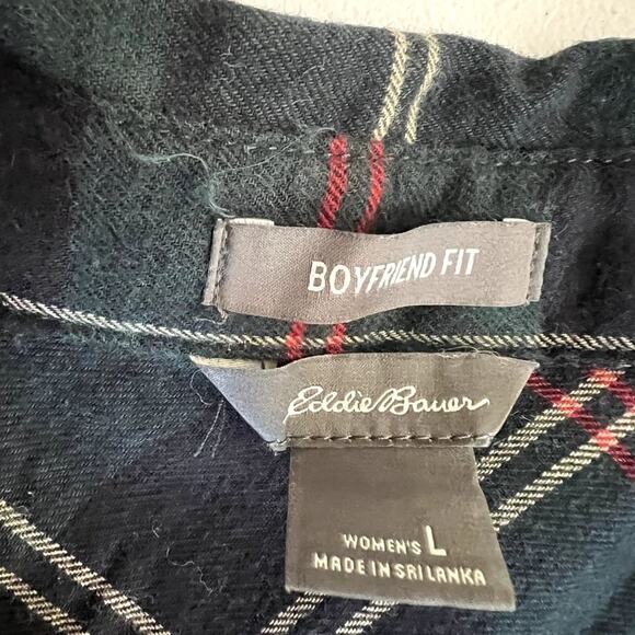 Eddie Bauer Boyfriend Fit Women Size Large Flannel Long Sleeve Button Up Shirt - Picture 3 of 5
